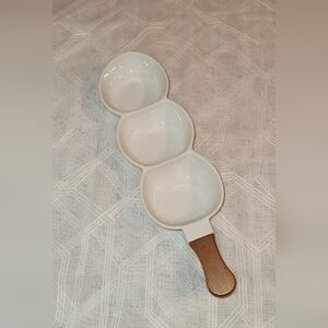 Mason Craft & More 3 Compartment Ceramic Porcelain Divided Snack Serving Tray